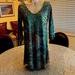 31” shoulder to hemline.  Great dress